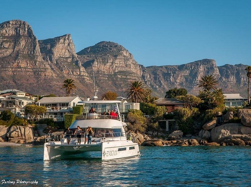 Fishing boats in Hout Bay harbour below the mountain